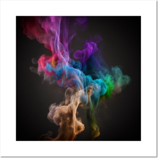 Colourful smoke on a black background Posters and Art